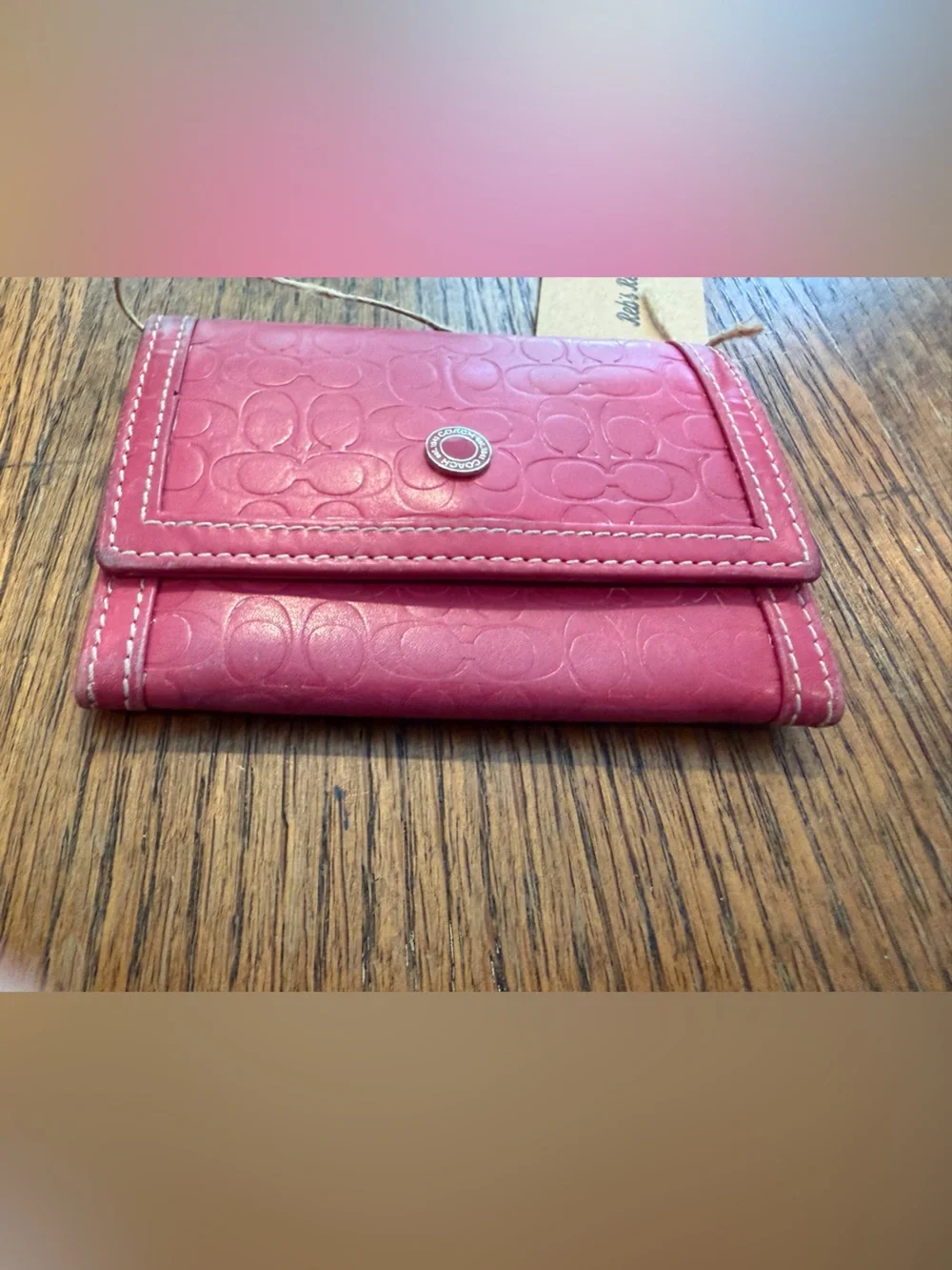 Coach Pink Leather Card Holder
